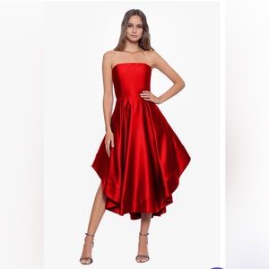 Betsy & Adam Strapless Scarlet Dress